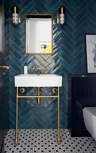 A bathroom with new tile work.