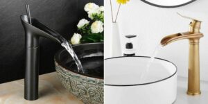 Modern black and gold bathroom faucets